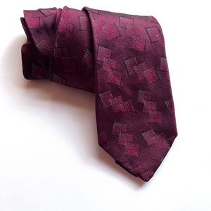 Valentino Burgundy Geometric Silk Tie - Italy